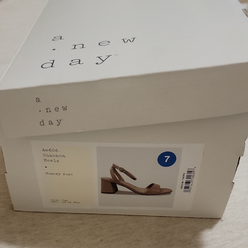 a new day. "Shannon" Tan Ankle Strap Block Heel Sandals